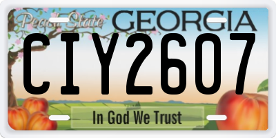 GA license plate CIY2607