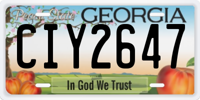 GA license plate CIY2647