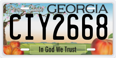 GA license plate CIY2668