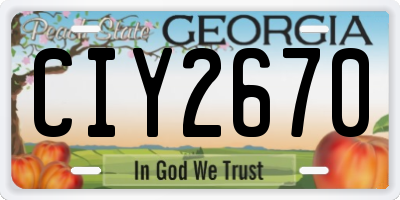 GA license plate CIY2670