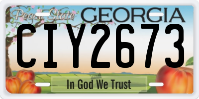GA license plate CIY2673