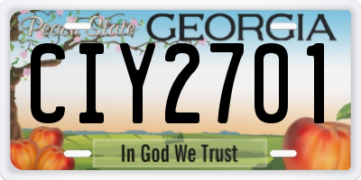 GA license plate CIY2701