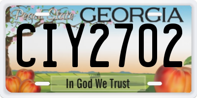 GA license plate CIY2702