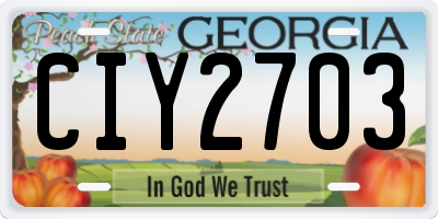 GA license plate CIY2703