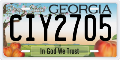GA license plate CIY2705