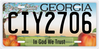GA license plate CIY2706