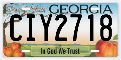 GA license plate CIY2718