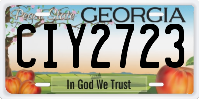 GA license plate CIY2723
