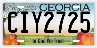 GA license plate CIY2725