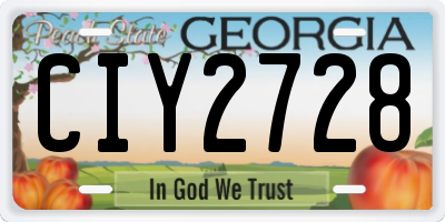 GA license plate CIY2728