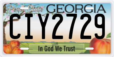 GA license plate CIY2729