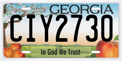 GA license plate CIY2730