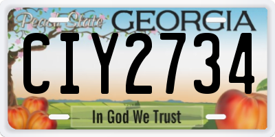 GA license plate CIY2734