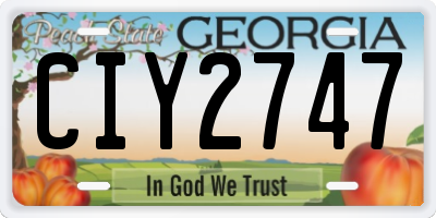 GA license plate CIY2747