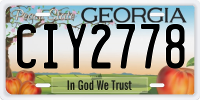 GA license plate CIY2778