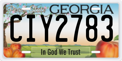 GA license plate CIY2783