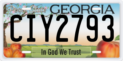 GA license plate CIY2793
