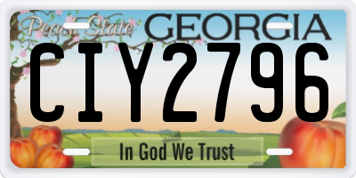 GA license plate CIY2796