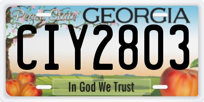 GA license plate CIY2803