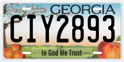 GA license plate CIY2893