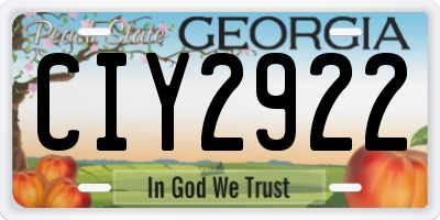 GA license plate CIY2922