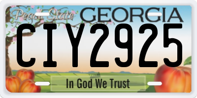 GA license plate CIY2925
