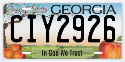 GA license plate CIY2926