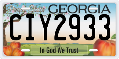 GA license plate CIY2933