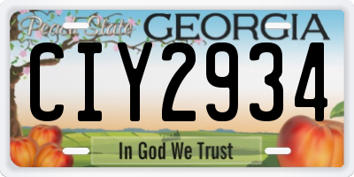 GA license plate CIY2934
