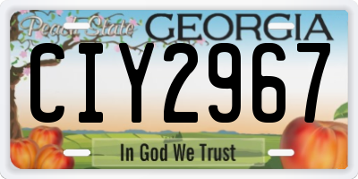 GA license plate CIY2967
