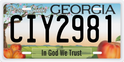 GA license plate CIY2981
