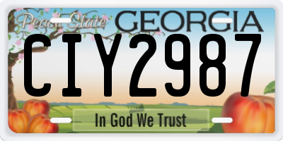 GA license plate CIY2987