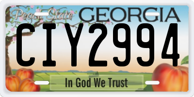 GA license plate CIY2994