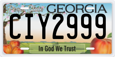 GA license plate CIY2999