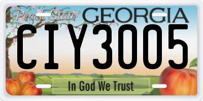 GA license plate CIY3005