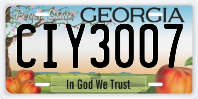 GA license plate CIY3007
