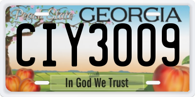 GA license plate CIY3009