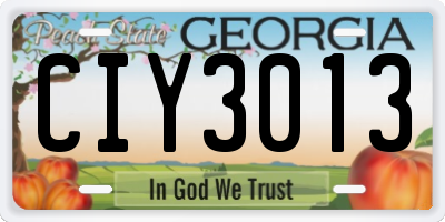 GA license plate CIY3013