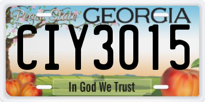 GA license plate CIY3015