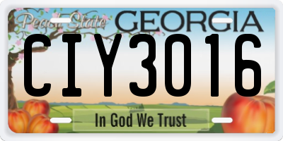 GA license plate CIY3016