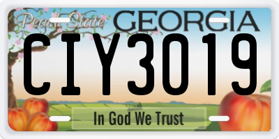 GA license plate CIY3019