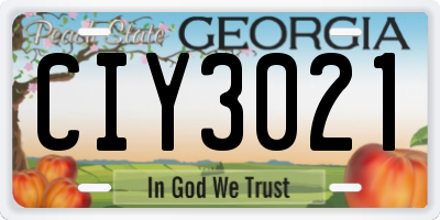 GA license plate CIY3021