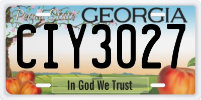 GA license plate CIY3027