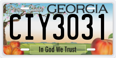 GA license plate CIY3031