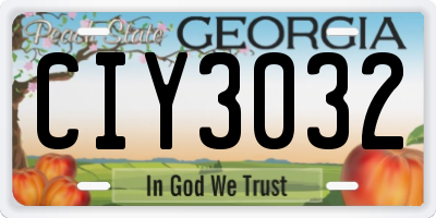 GA license plate CIY3032