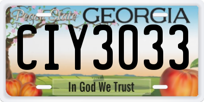 GA license plate CIY3033