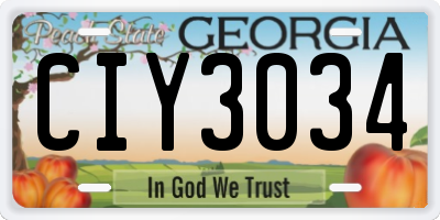 GA license plate CIY3034