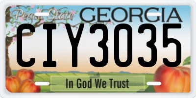 GA license plate CIY3035