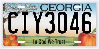 GA license plate CIY3046