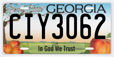 GA license plate CIY3062